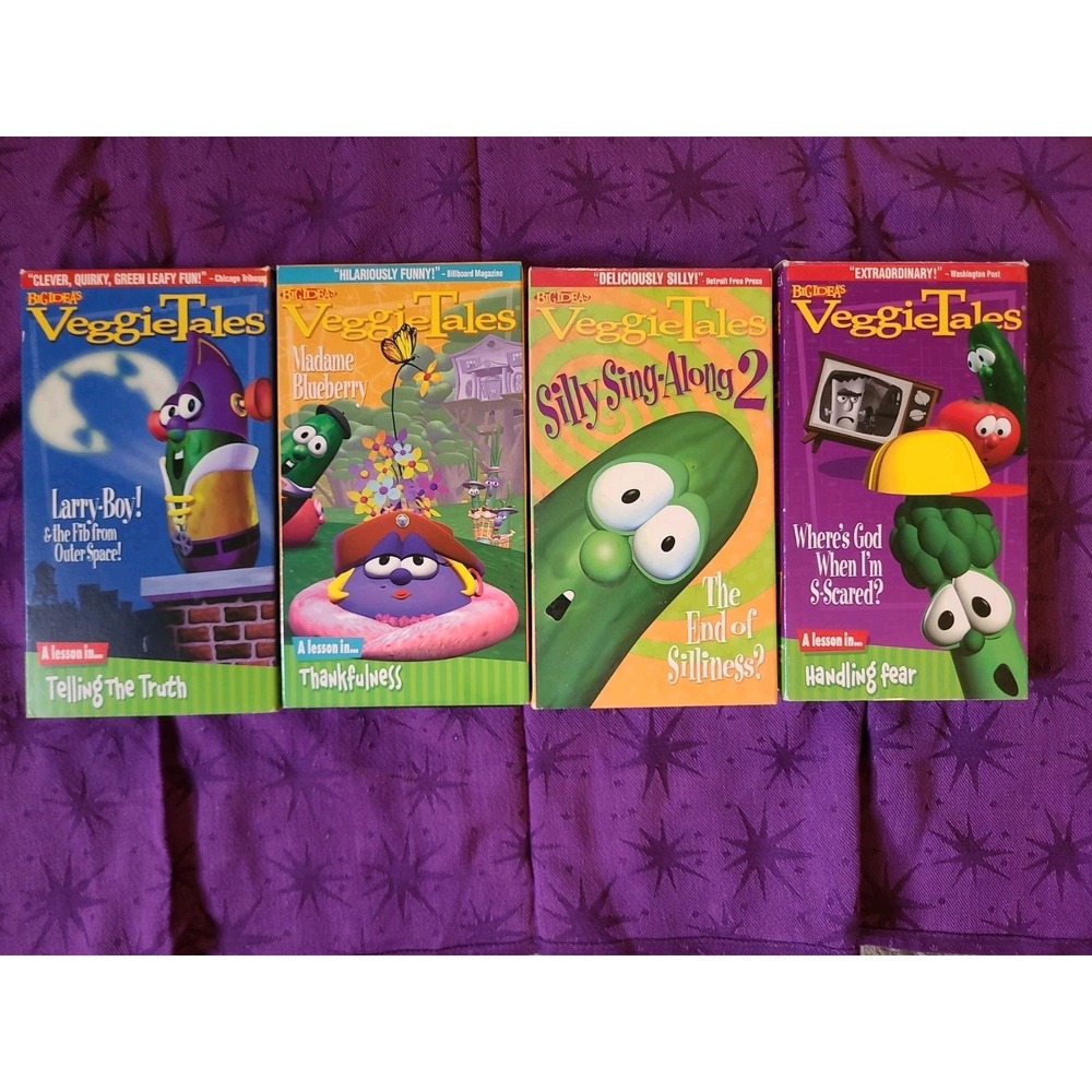 Veggietales VHS Lot Of 4 Thankfulness Handling Fear Telling The Truth Silly 2